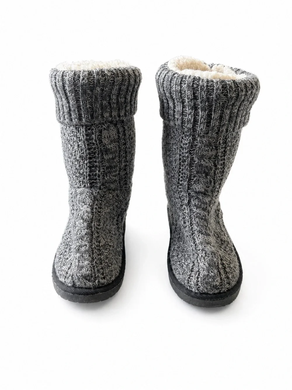 Muk Luks Big Girls Size 6 Black & Grey Knit Button Boots